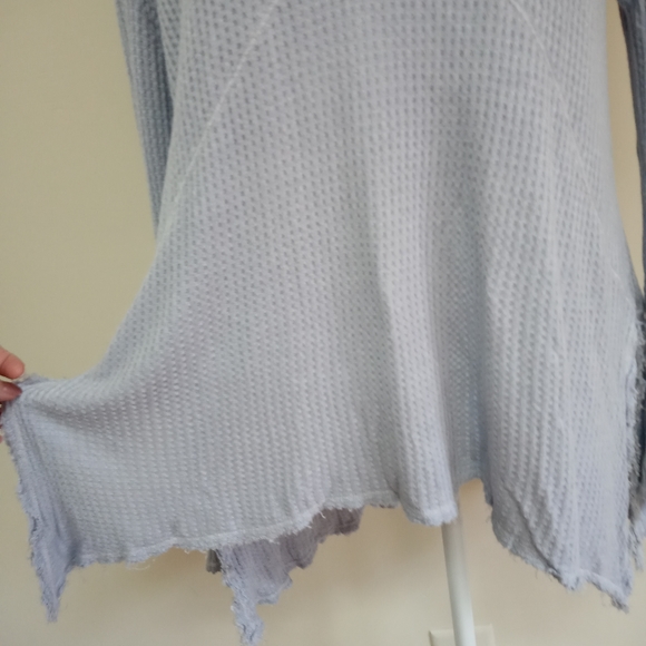 Free People Waffle knit thermal lavender raw hem - Picture 4 of 12